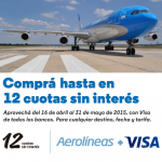 Aerolíneas Argentinas y Visa 12 cuotas sin interés