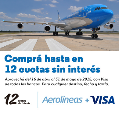Aerolíneas Argentinas y Visa 12 cuotas sin interés