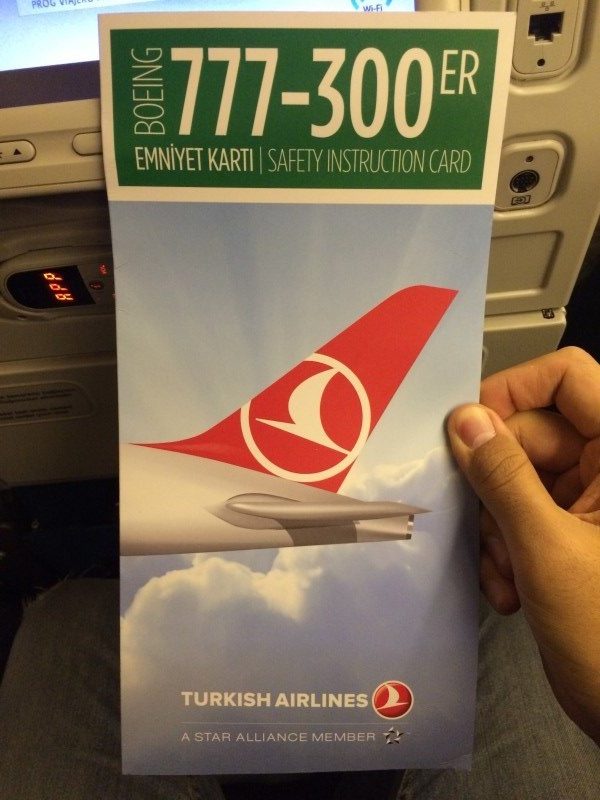 Folleto de seguridad de Turkish Airlines