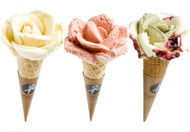 Amorino, gelato al naturale. Deliciosos helados con forma de rosa.