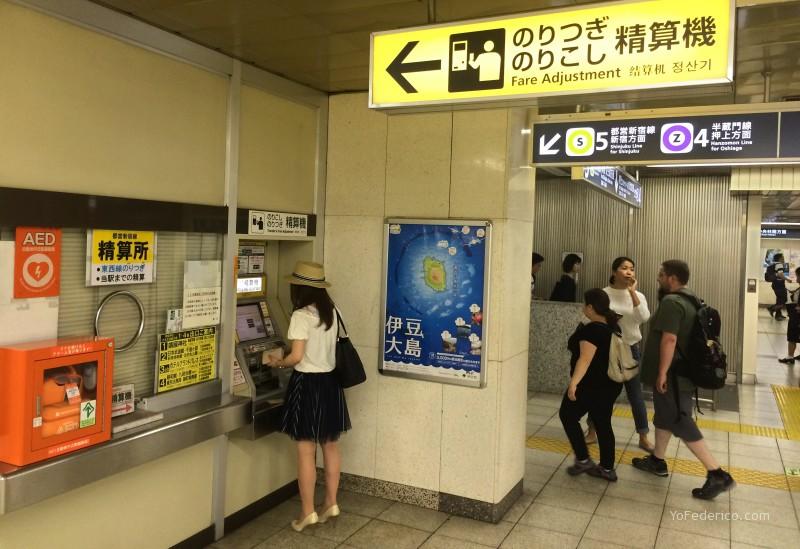 Ajuste de tarifas (Fare adjustment) en el Metro de Tokyo
