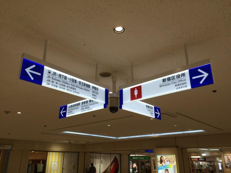 Señalética en japonés e inglés en las estaciones de trenes de Japón