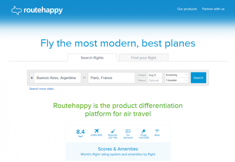 RouteHappy: para saber las comodidades de cada vuelo