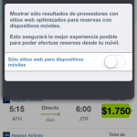 Skyscanner seleccionar solo aerolineas que posean Sitio Web con version movil disponible.