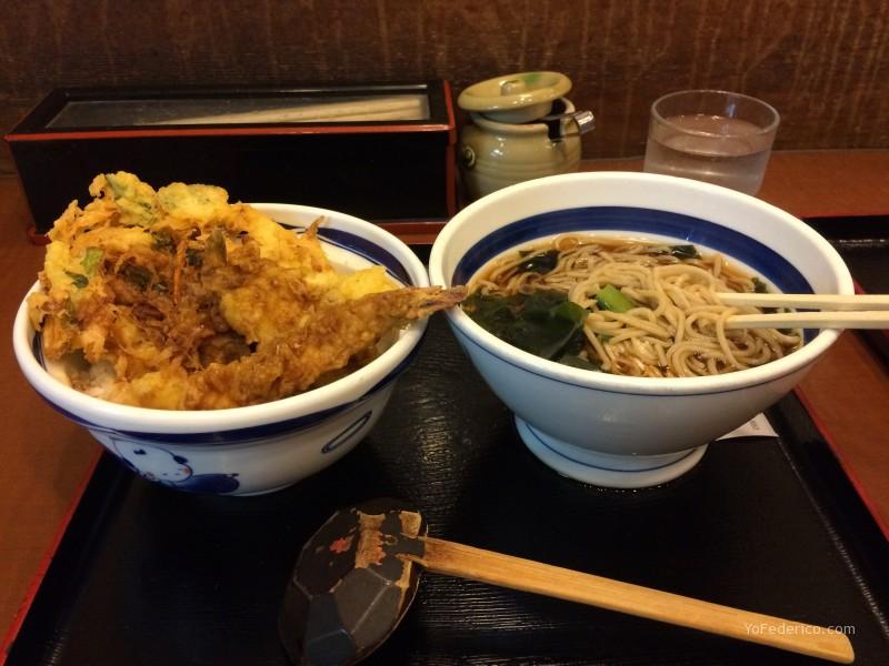 Cena con ramen y tempura en Shibuya
