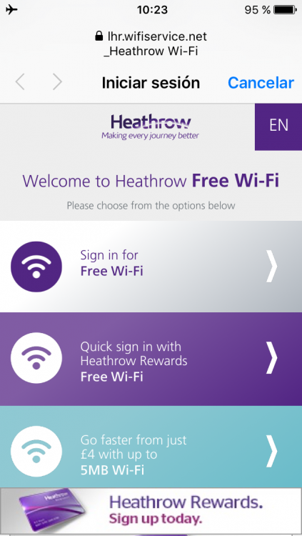 WiFi gratis Aeropuerto Heathrow, Londres