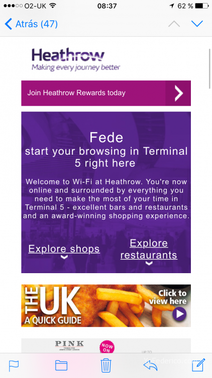 WiFi gratis Aeropuerto Heathrow, Londres